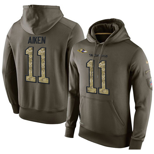 NFL Nike Baltimore Ravens #11 Kamar Aiken Green Salute To Service Men's Pullover Hoodie